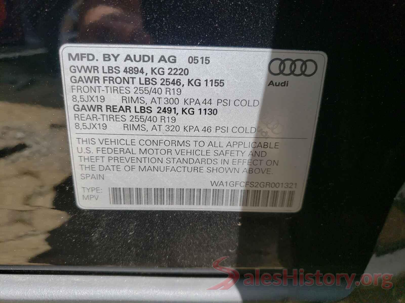 WA1GFCFS2GR001321 2016 AUDI Q3