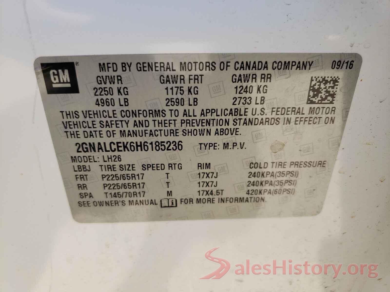 2GNALCEK6H6185236 2017 CHEVROLET EQUINOX