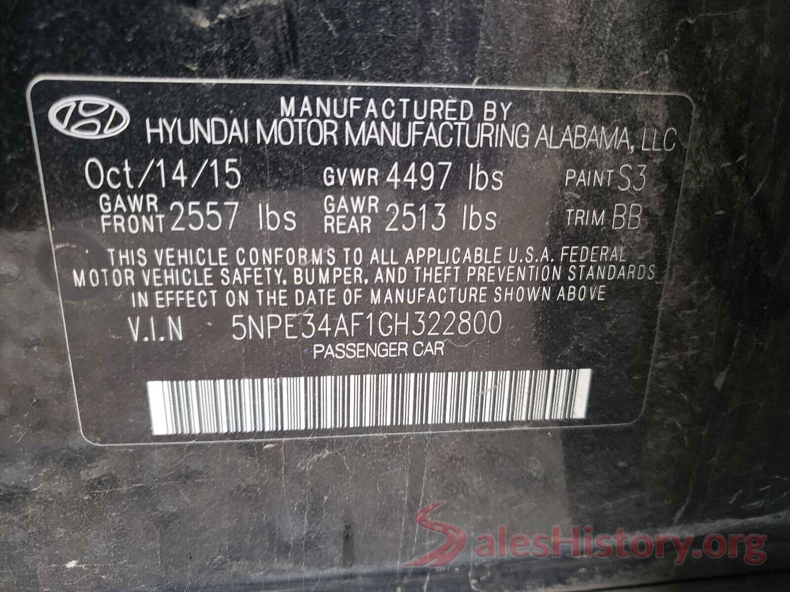 5NPE34AF1GH322800 2016 HYUNDAI SONATA