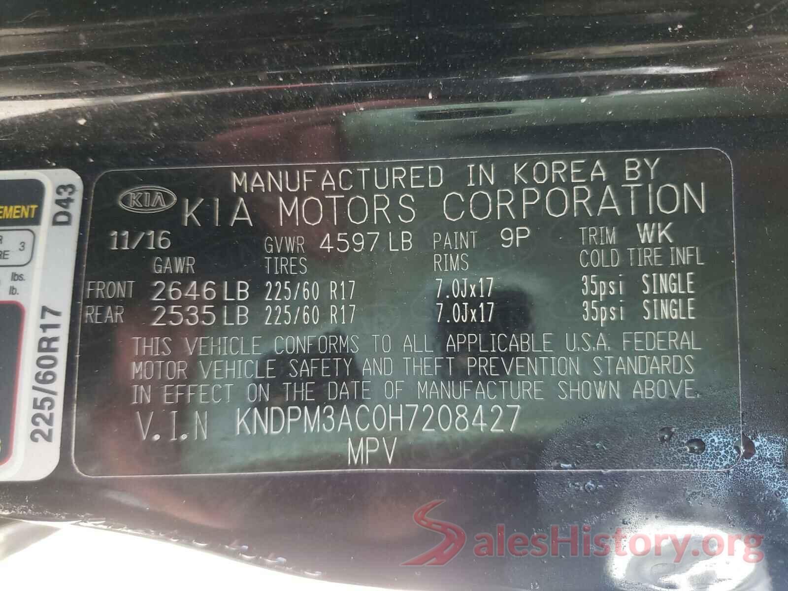 KNDPM3AC0H7208427 2017 KIA SPORTAGE