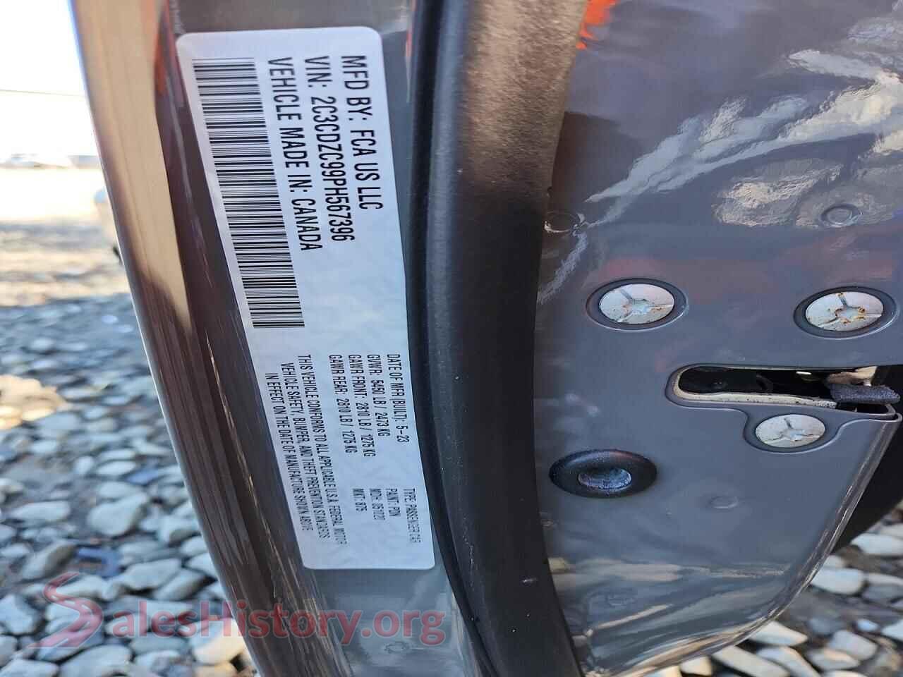 2023 DODGE CHALLENGER VIN 2C3CDZC99PH567396, wheel and tire