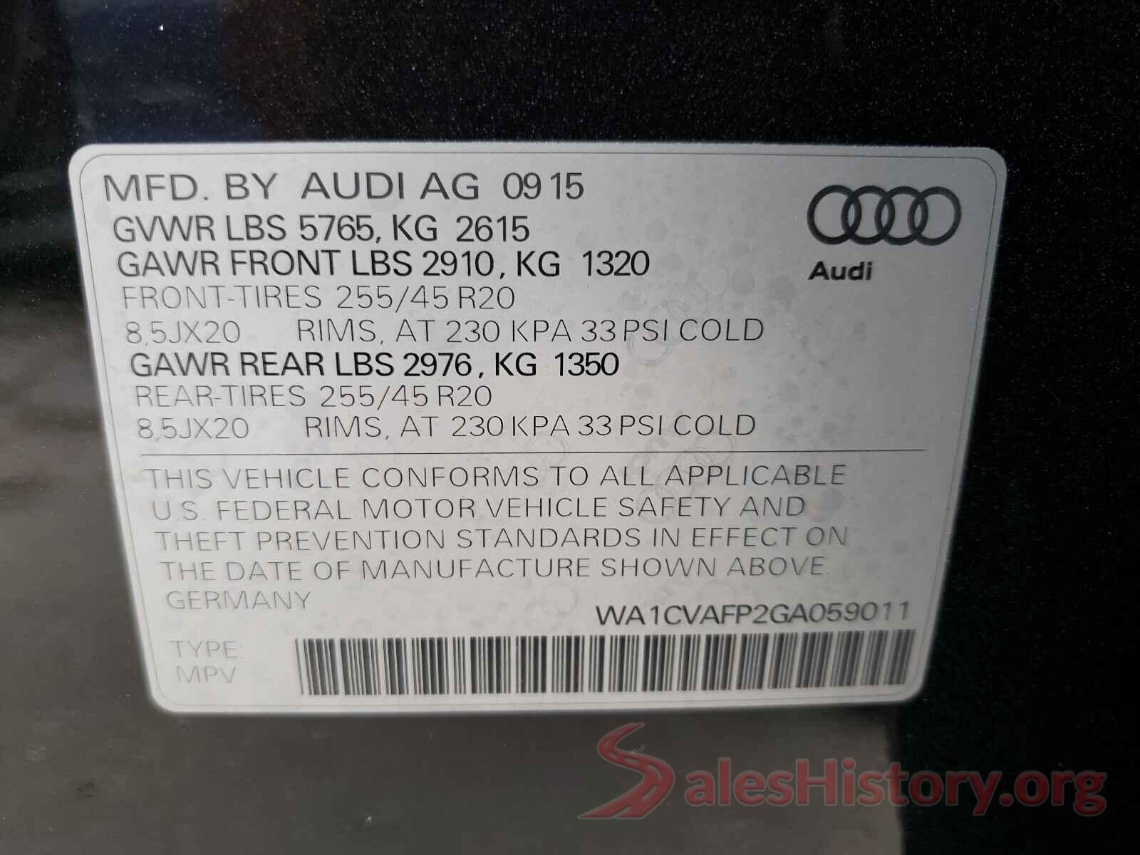 WA1CVAFP2GA059011 2016 AUDI Q5