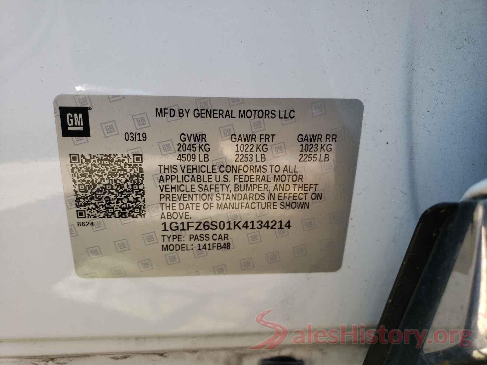 1G1FZ6S01K4134214 2019 CHEVROLET BOLT