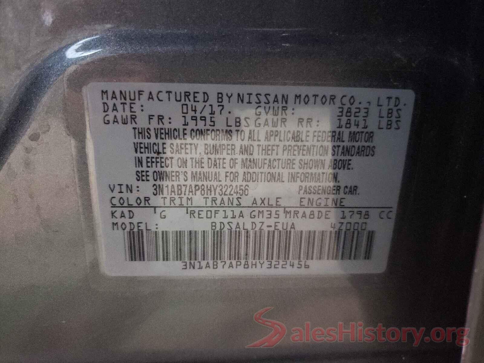 3N1AB7AP8HY322456 2017 NISSAN SENTRA