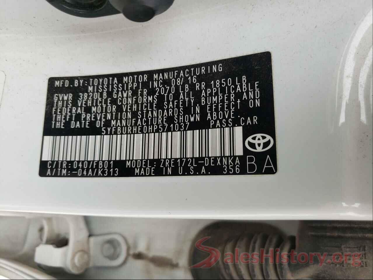 5YFBURHE0HP571037 2017 TOYOTA COROLLA