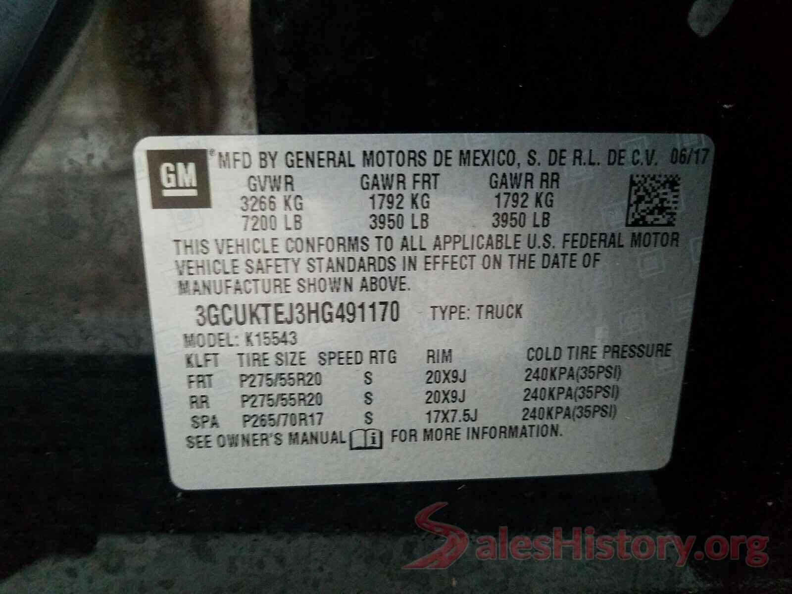 3GCUKTEJ3HG491170 2017 CHEVROLET SILVERADO