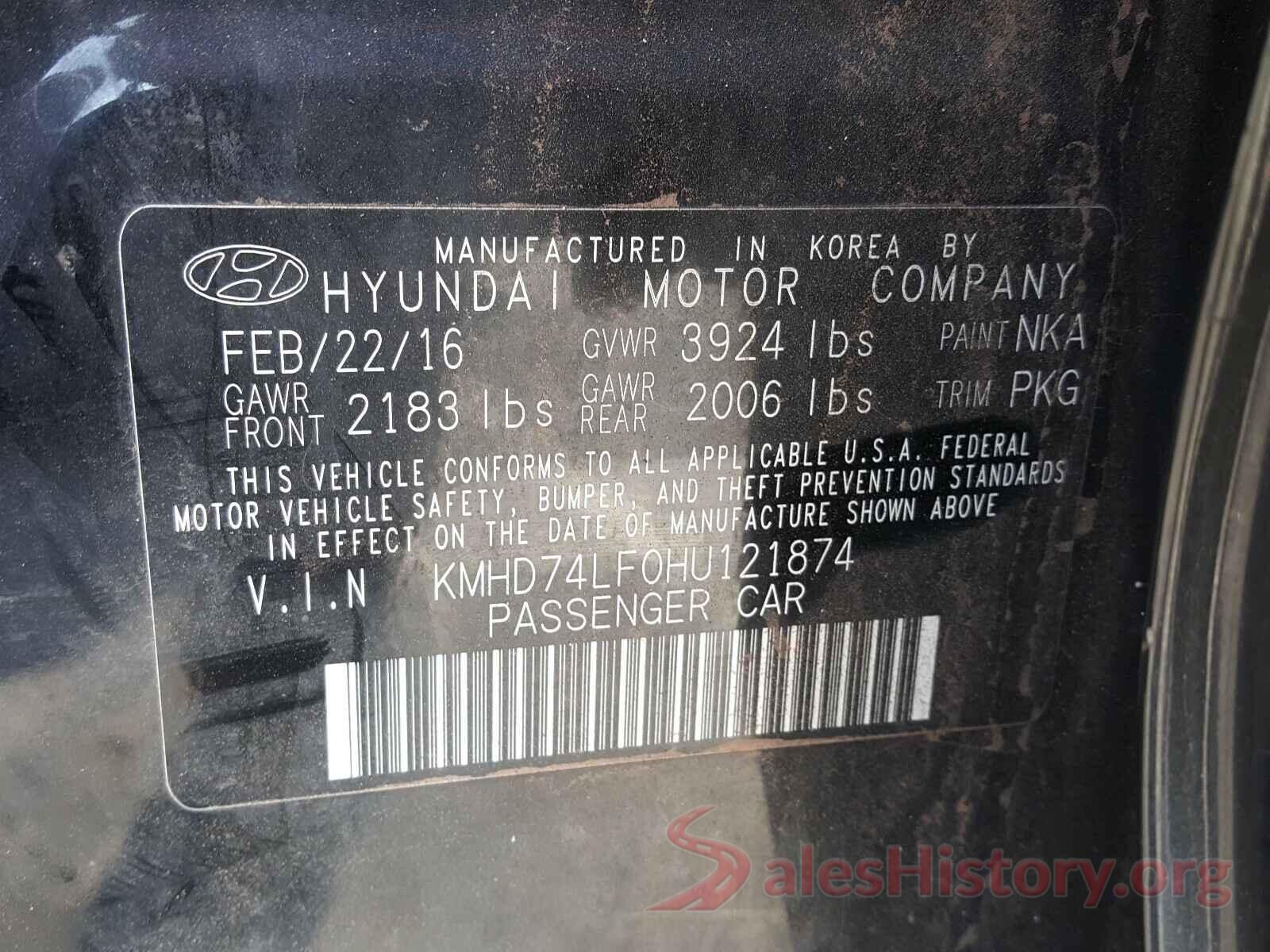 KMHD74LF0HU121874 2017 HYUNDAI ELANTRA