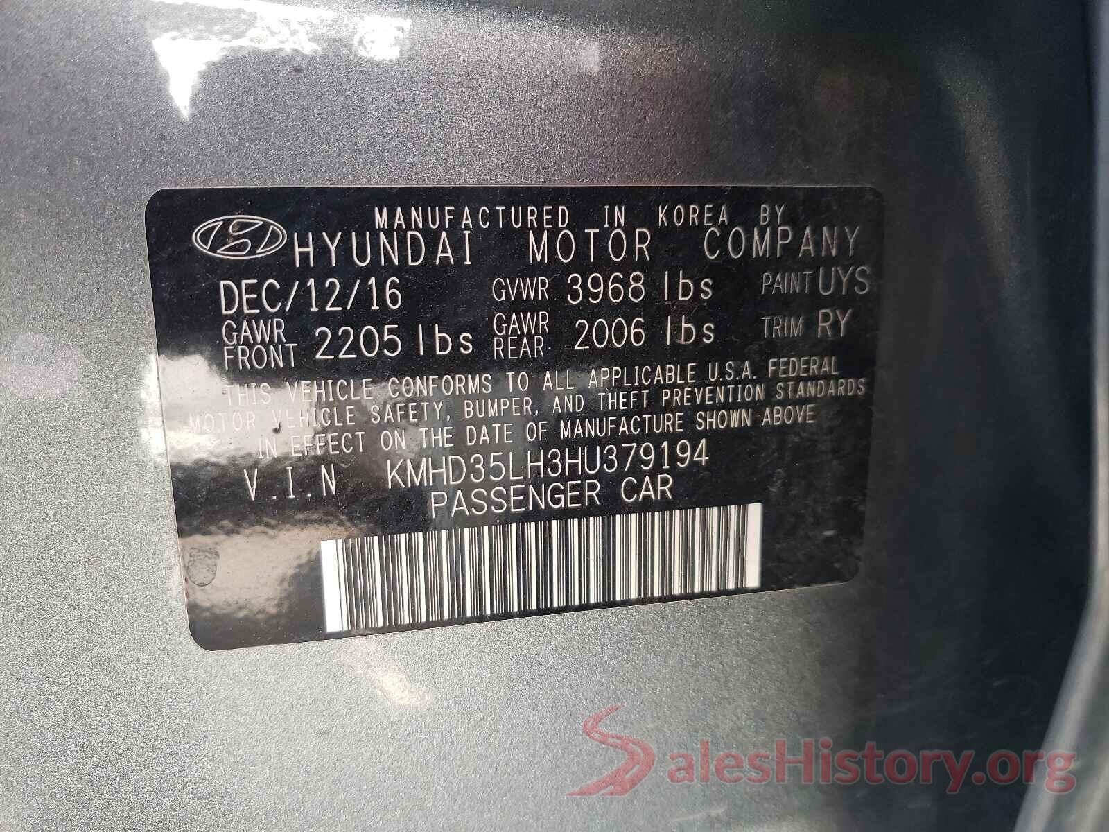 KMHD35LH3HU379194 2017 HYUNDAI ELANTRA