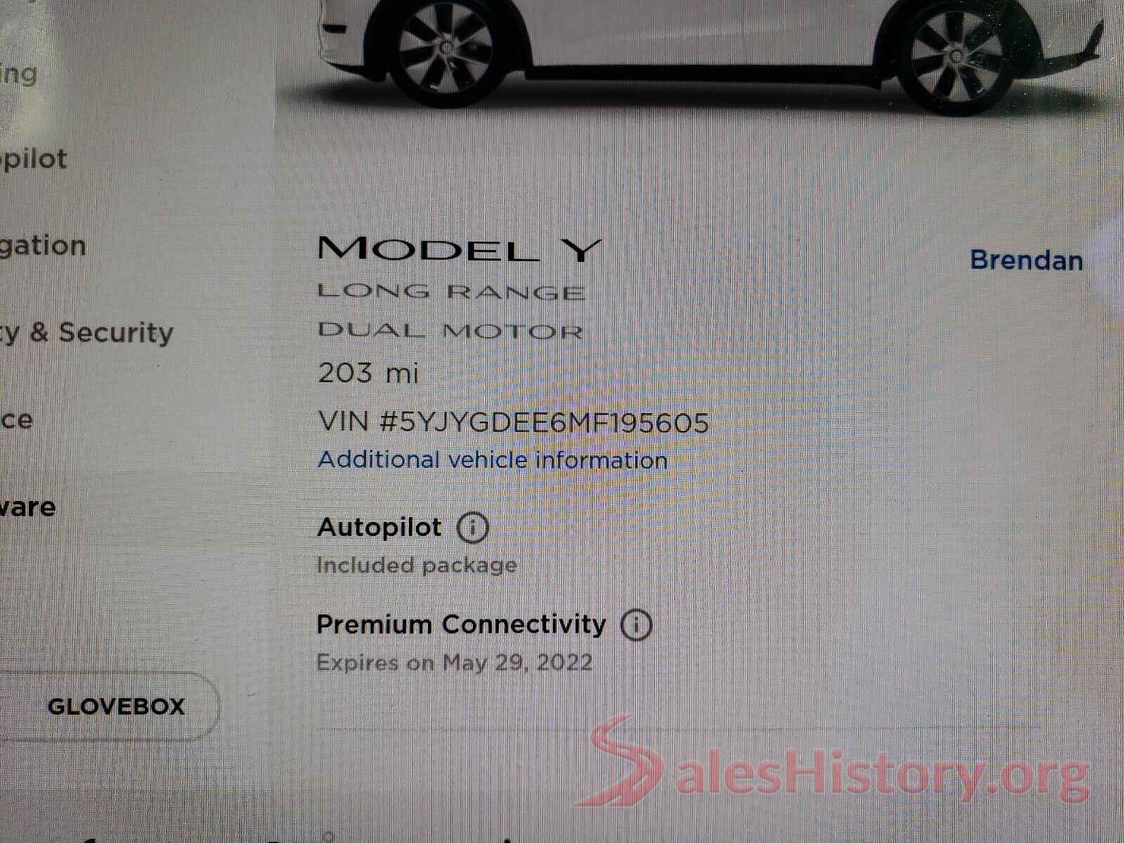 5YJYGDEE6MF195605 2021 TESLA MODEL Y