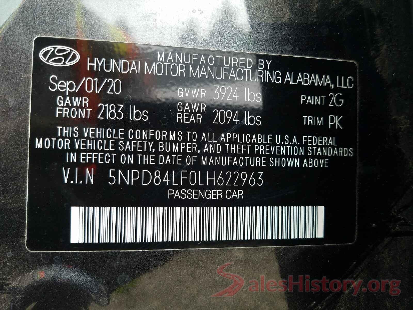 5NPD84LF0LH622963 2020 HYUNDAI ELANTRA