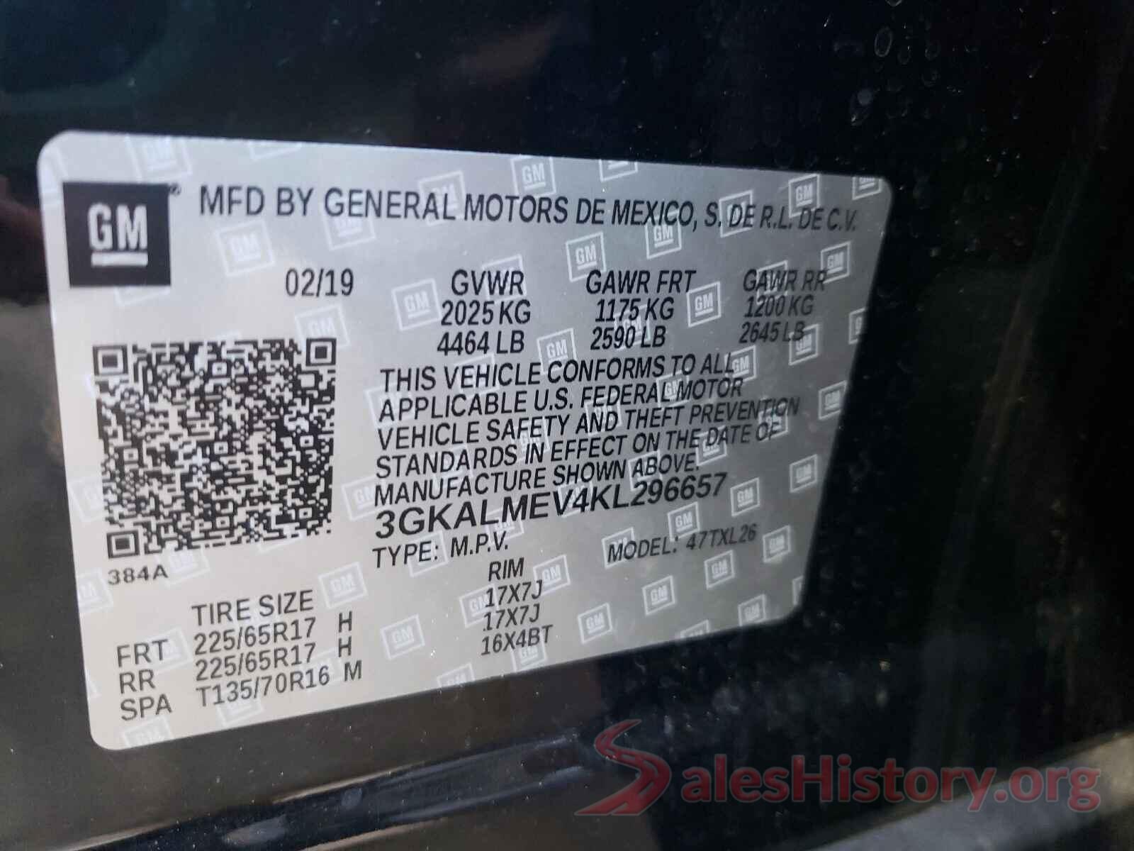 3GKALMEV4KL296657 2019 GMC TERRAIN