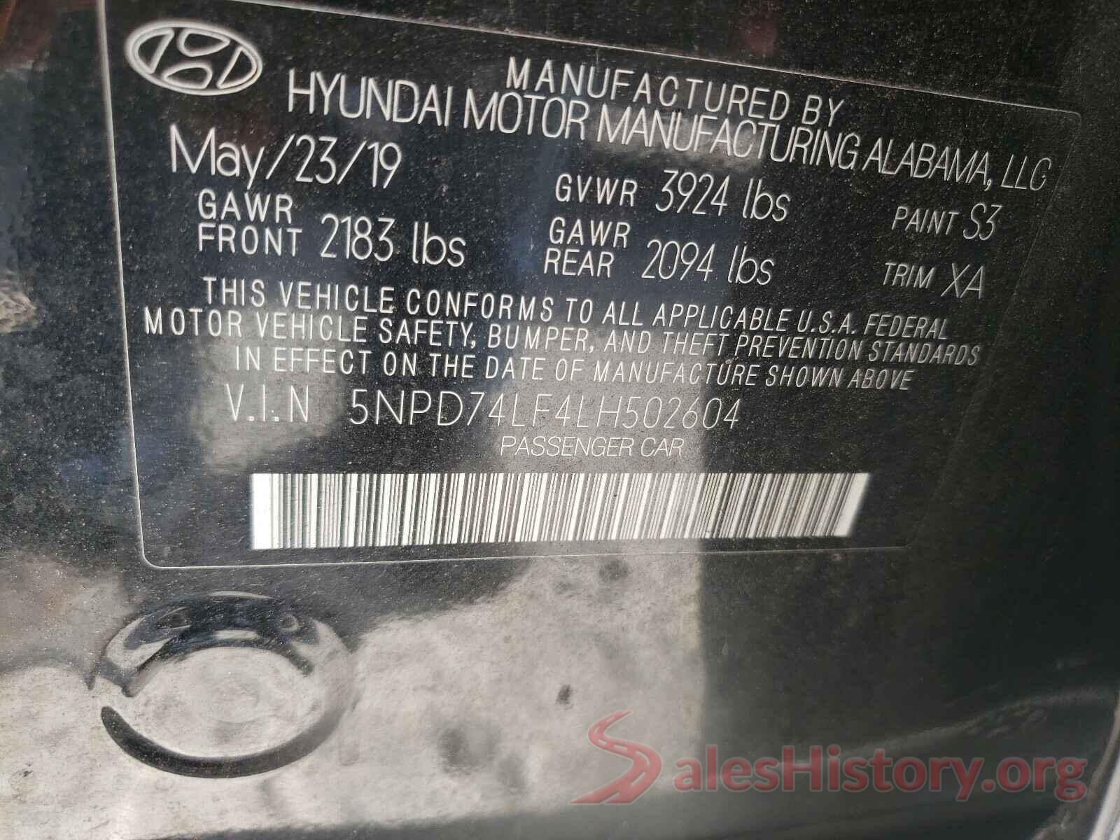 5NPD74LF4LH502604 2020 HYUNDAI ELANTRA