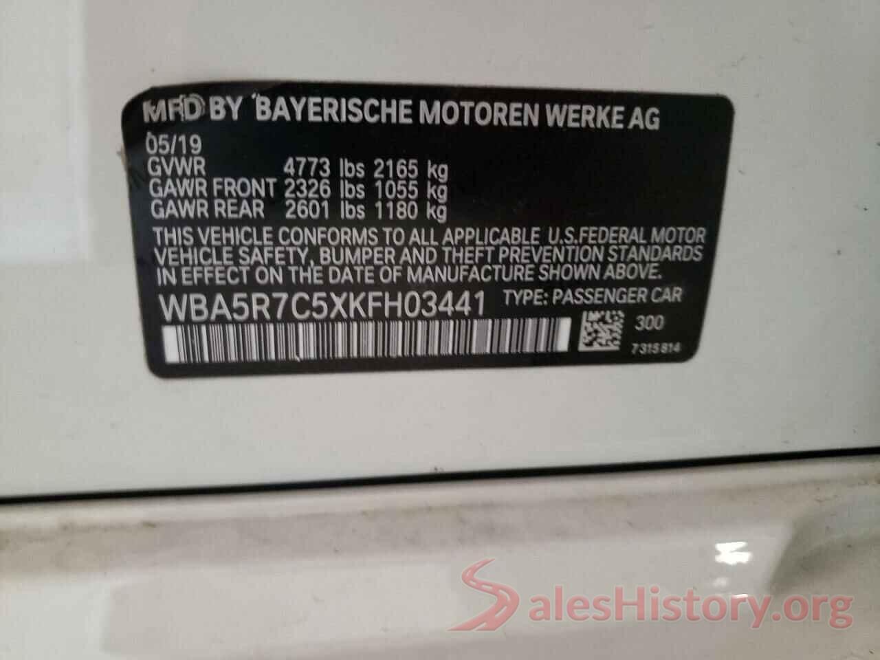 WBA5R7C5XKFH03441 2019 BMW 3 SERIES