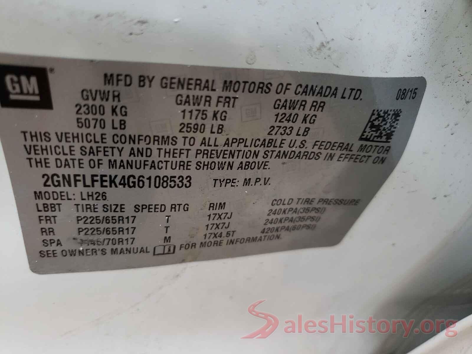 2GNFLFEK4G6108533 2016 CHEVROLET EQUINOX