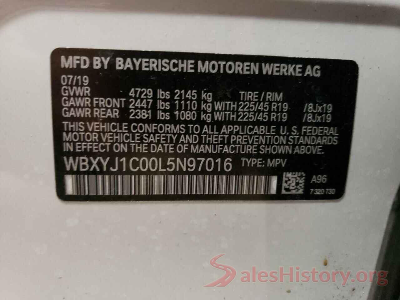 WBXYJ1C00L5N97016 2020 BMW X2