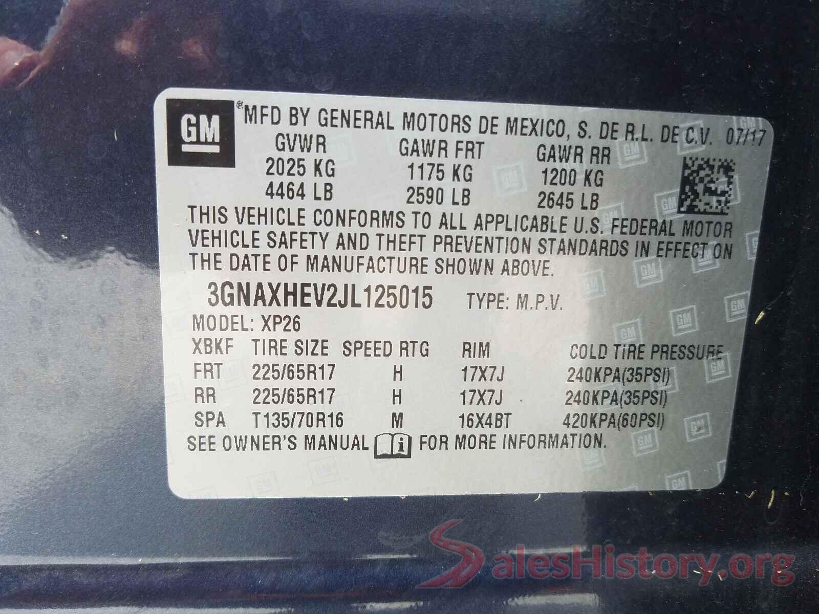 3GNAXHEV2JL125015 2018 CHEVROLET EQUINOX