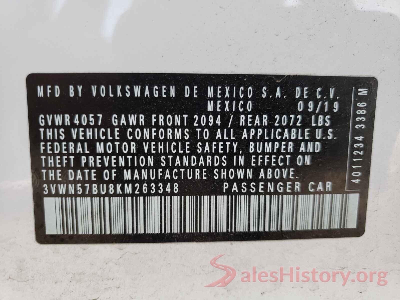 3VWN57BU8KM263348 2019 VOLKSWAGEN JETTA