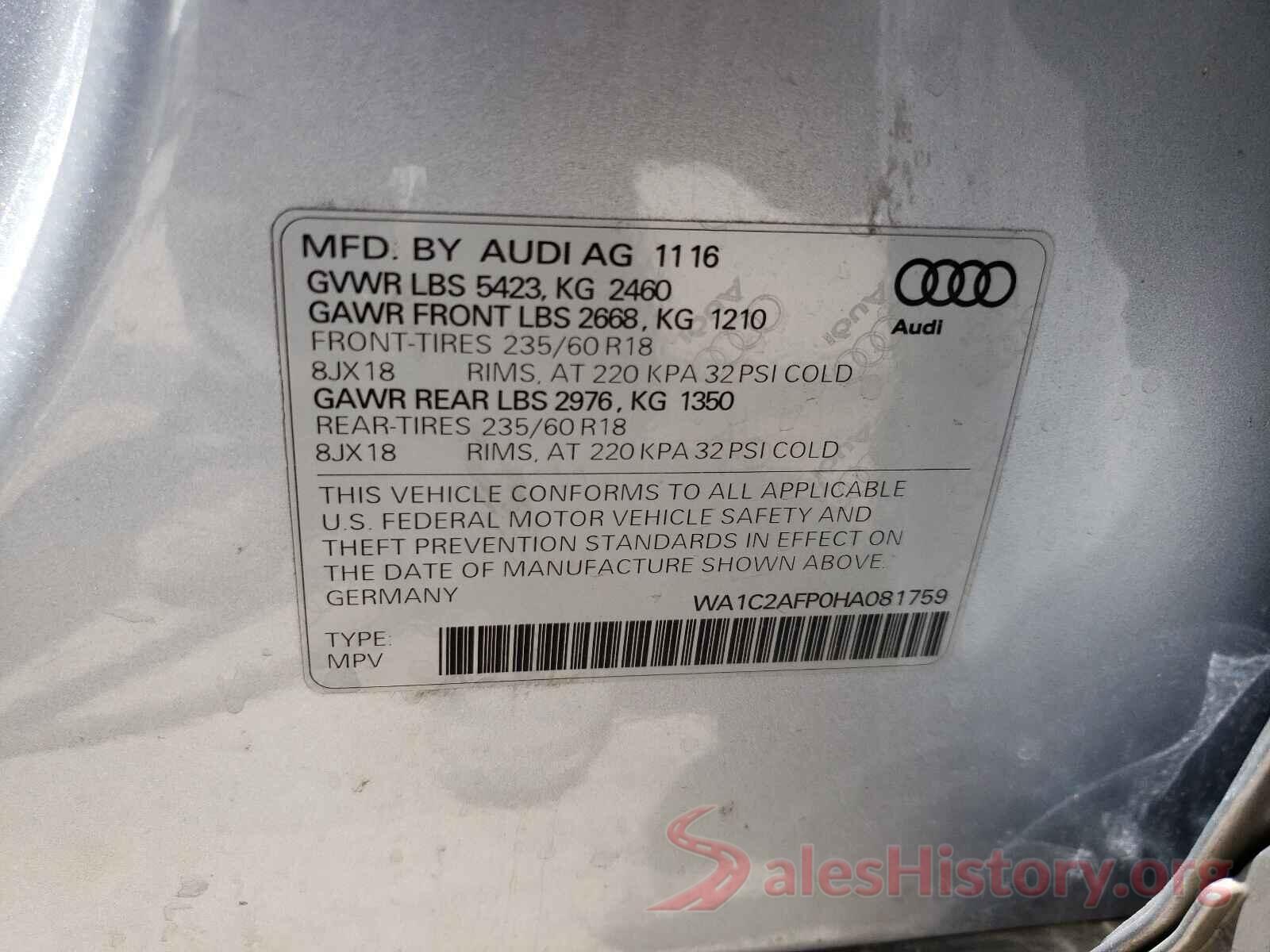 WA1C2AFP0HA081759 2017 AUDI Q5