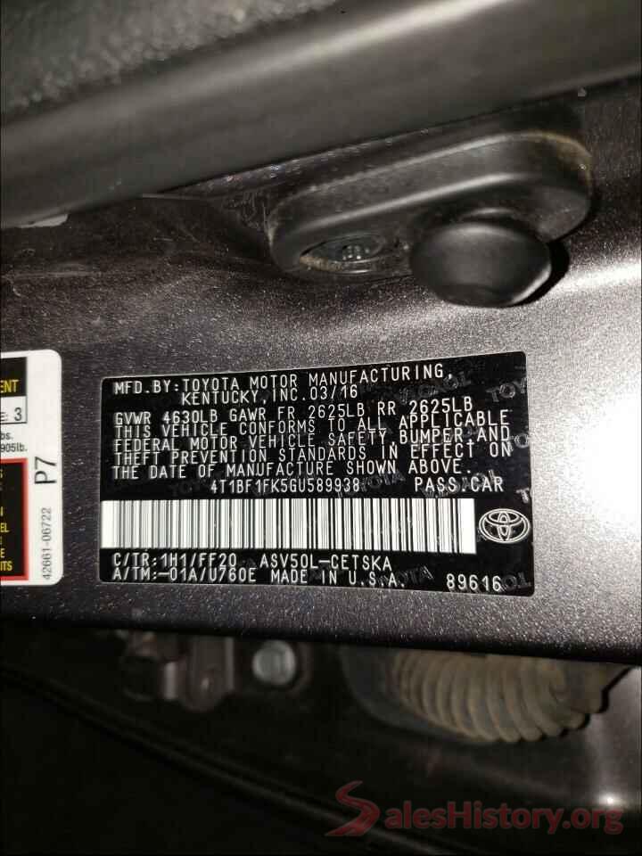 4T1BF1FK5GU589938 2016 TOYOTA CAMRY