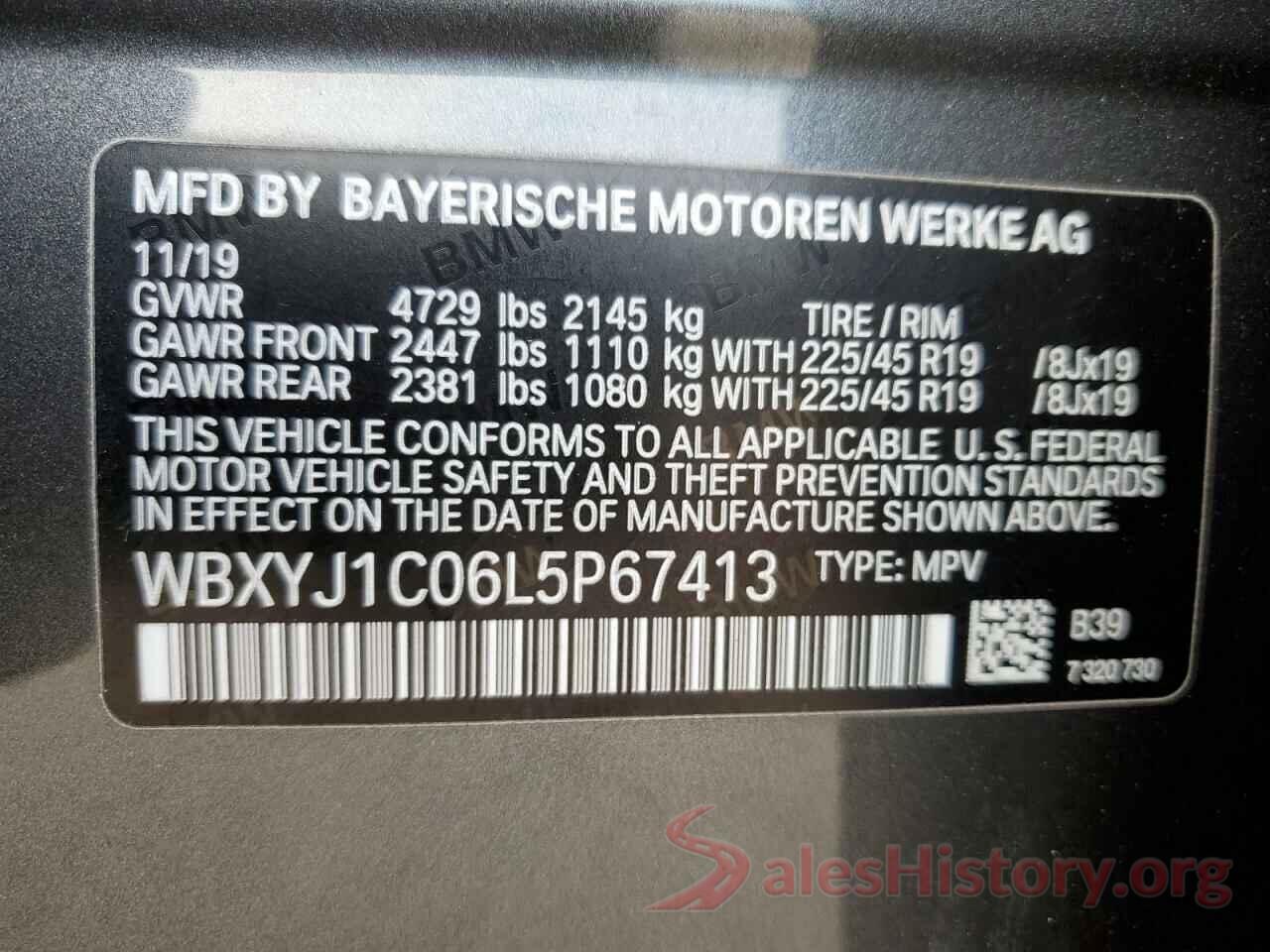 WBXYJ1C06L5P67413 2020 BMW X2