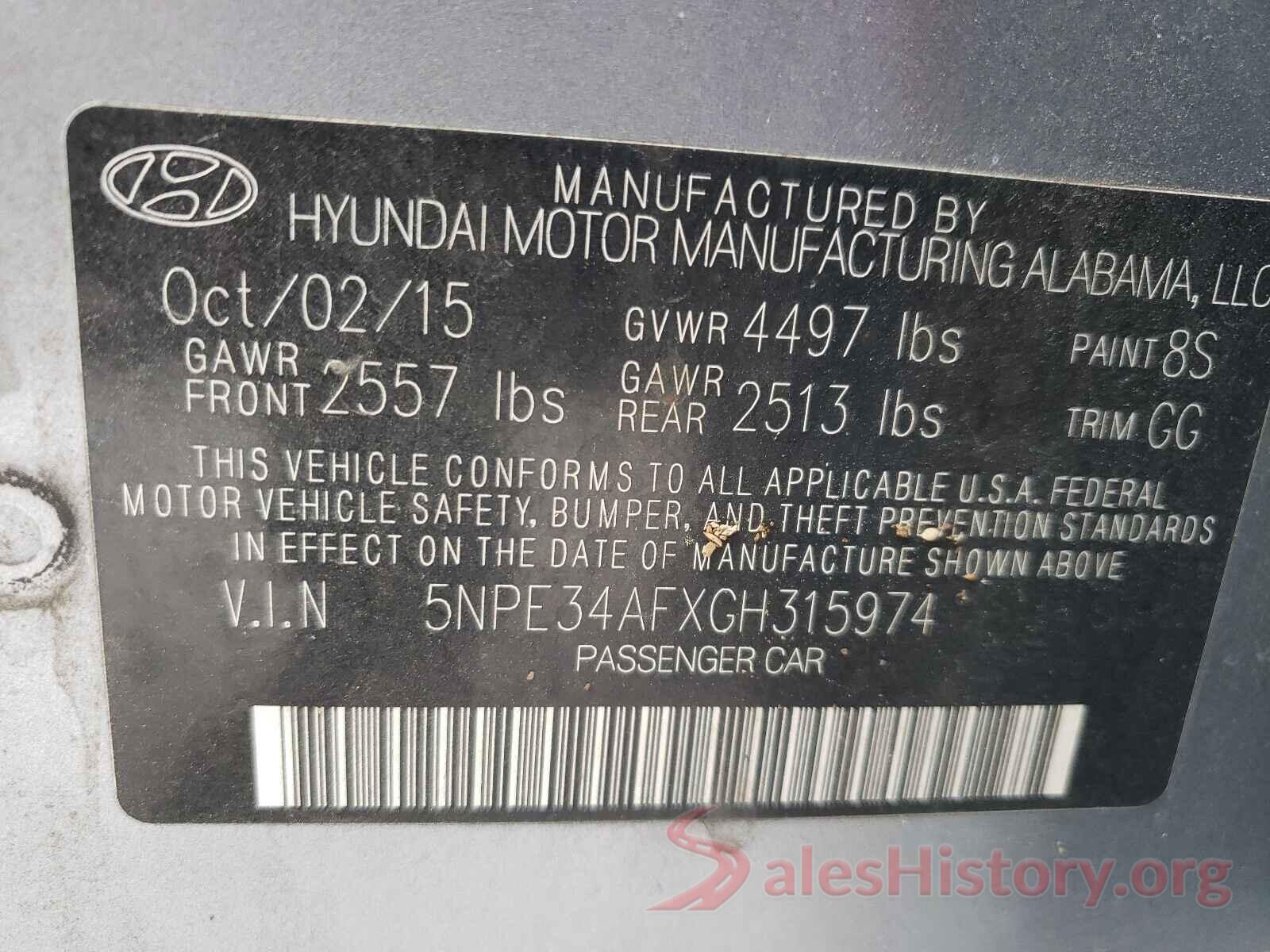 5NPE34AFXGH315974 2016 HYUNDAI SONATA