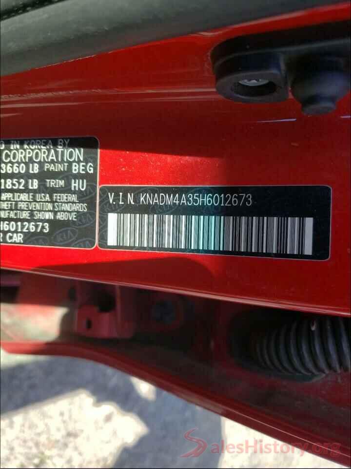 KNADM4A35H6012673 2017 KIA RIO