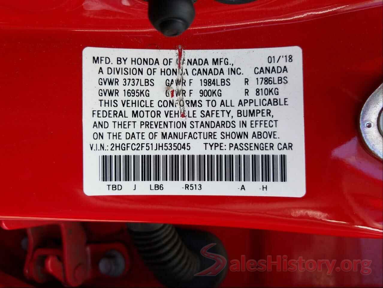 2HGFC2F51JH535045 2018 HONDA CIVIC