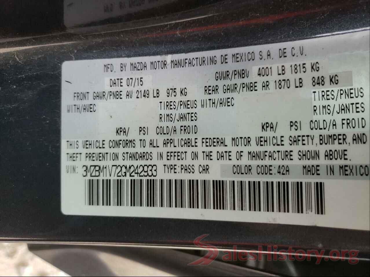 3MZBM1V72GM242933 2016 MAZDA 3