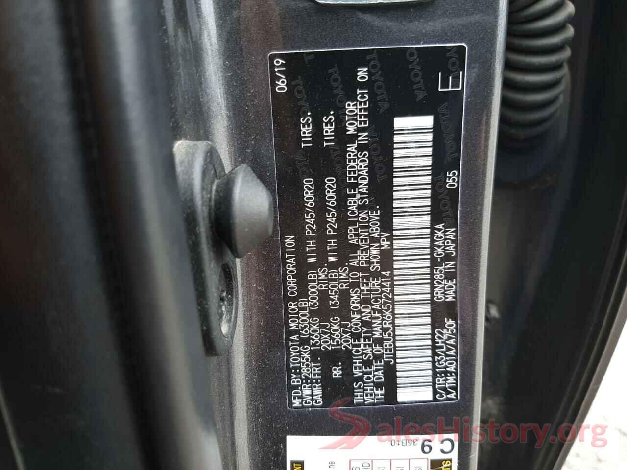 JTEBU5JR6K5724414 2019 TOYOTA 4RUNNER