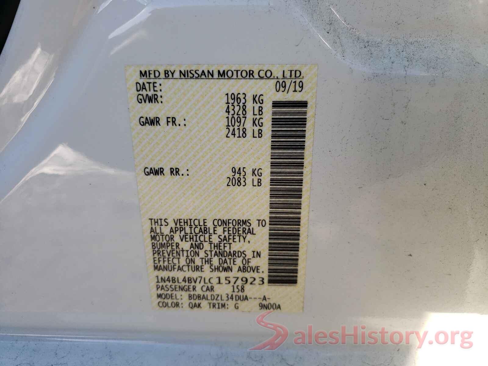 1N4BL4BV7LC157923 2020 NISSAN ALTIMA