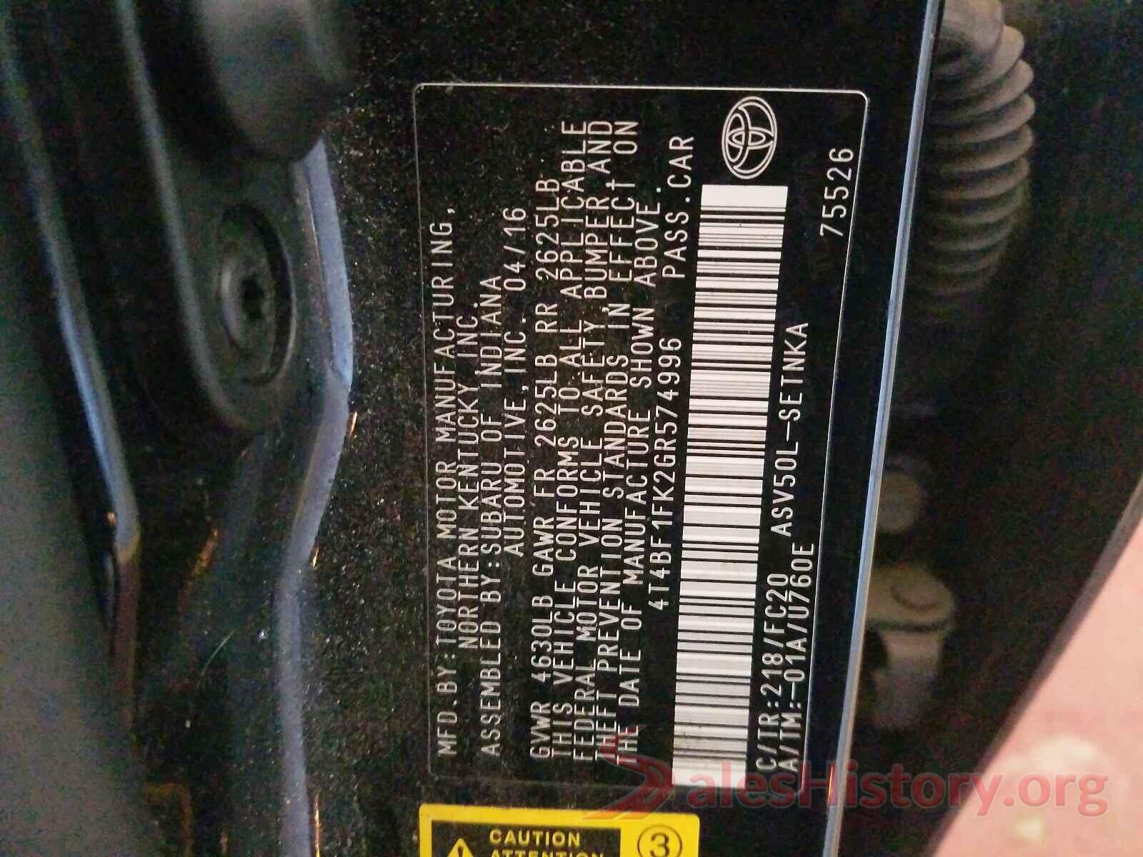 4T4BF1FK2GR574996 2016 TOYOTA CAMRY