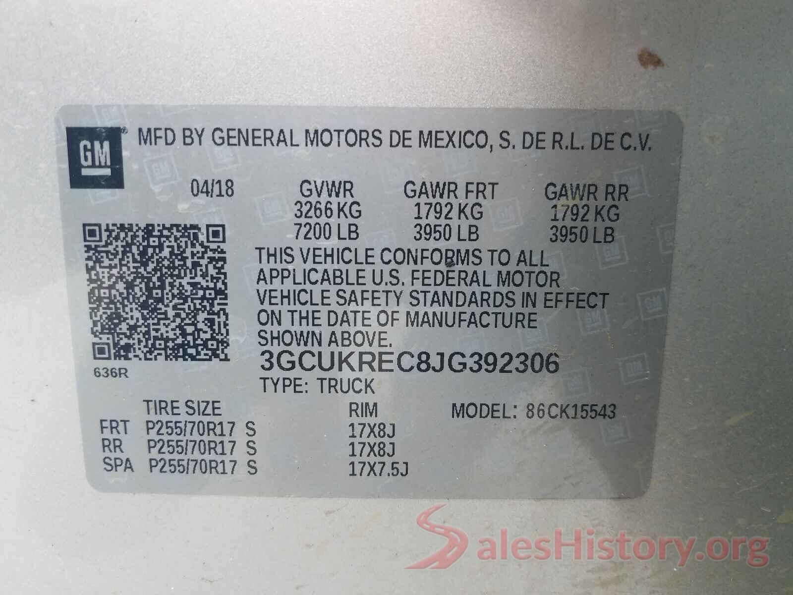 3GCUKREC8JG392306 2018 CHEVROLET SILVERADO