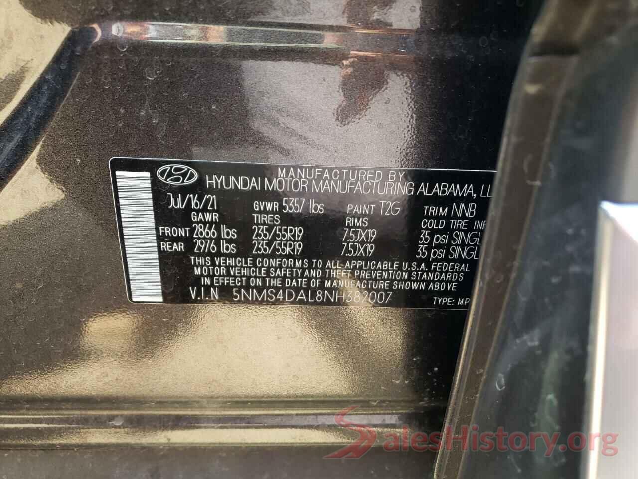 5NMS4DAL8NH382007 2022 HYUNDAI SANTA FE