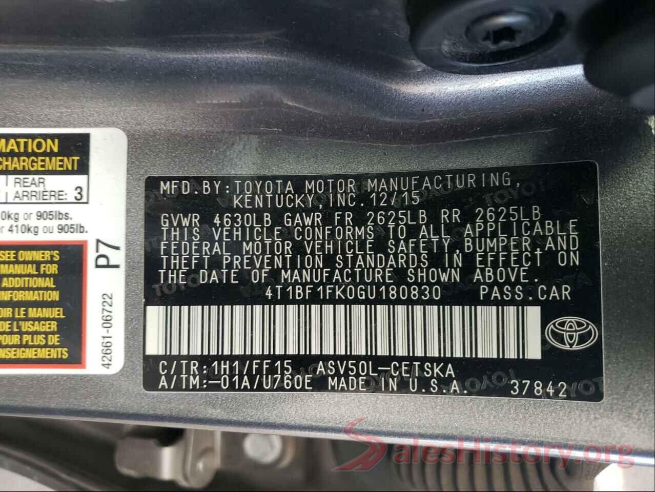 4T1BF1FK0GU180830 2016 TOYOTA CAMRY