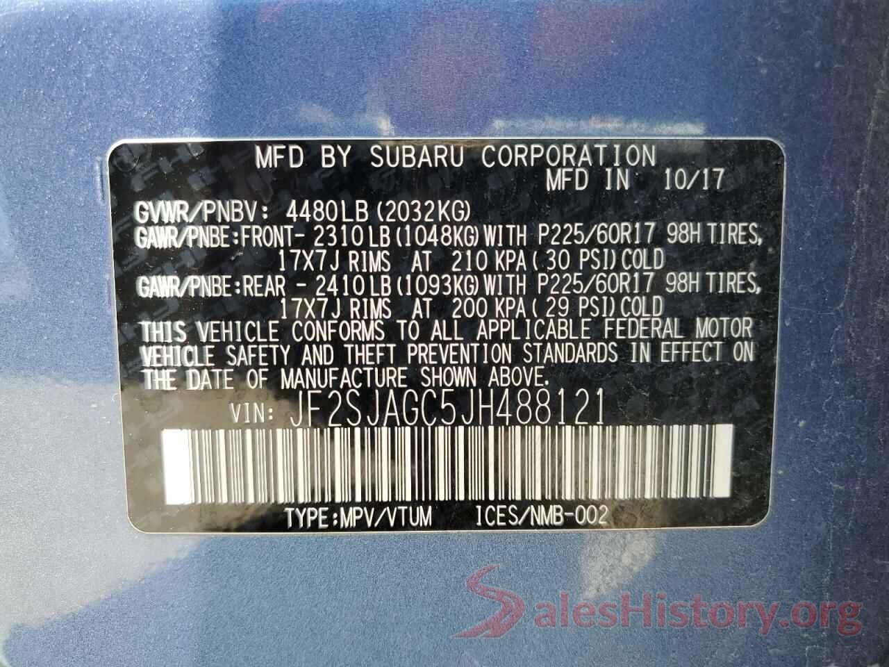 JF2SJAGC5JH488121 2018 SUBARU FORESTER