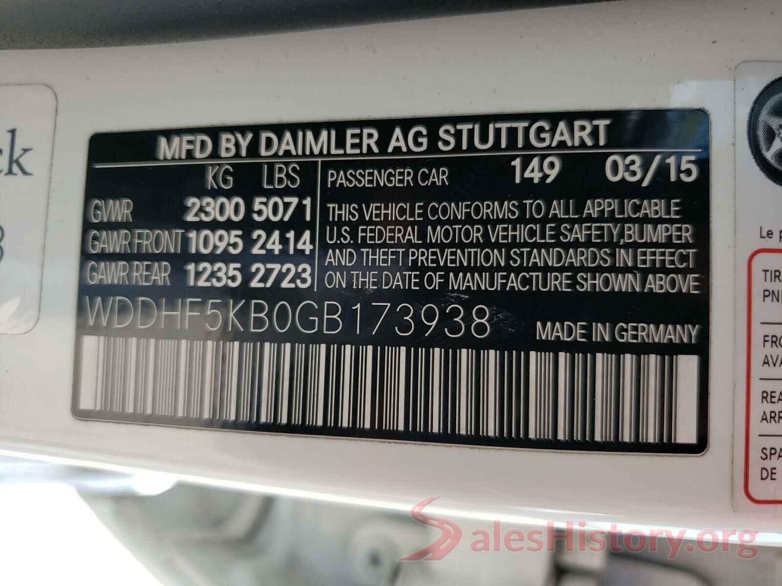 WDDHF5KB0GB173938 2016 MERCEDES-BENZ E-CLASS