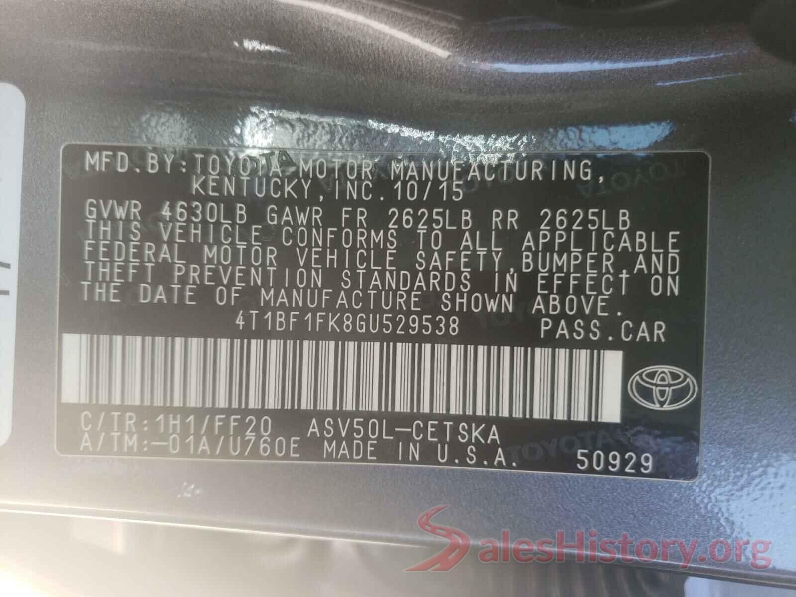 4T1BF1FK8GU529538 2016 TOYOTA CAMRY