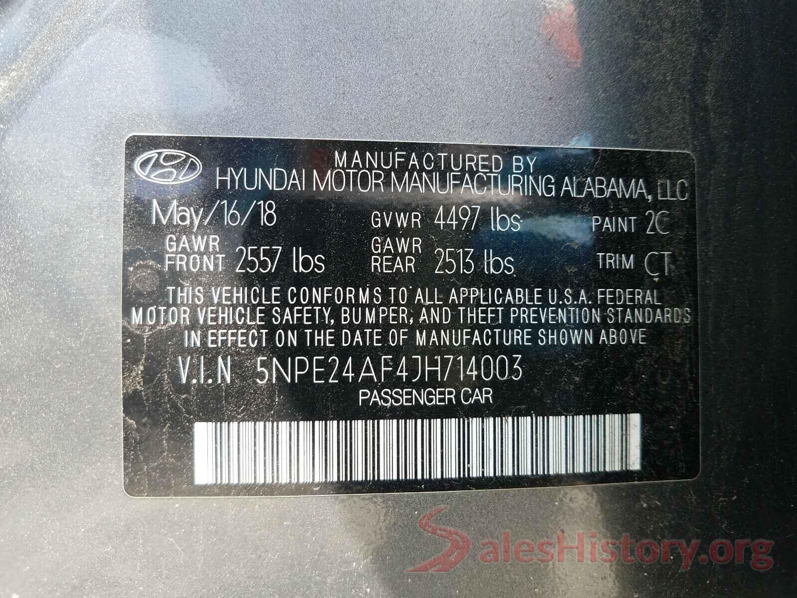 5NPE24AF4JH714003 2018 HYUNDAI SONATA