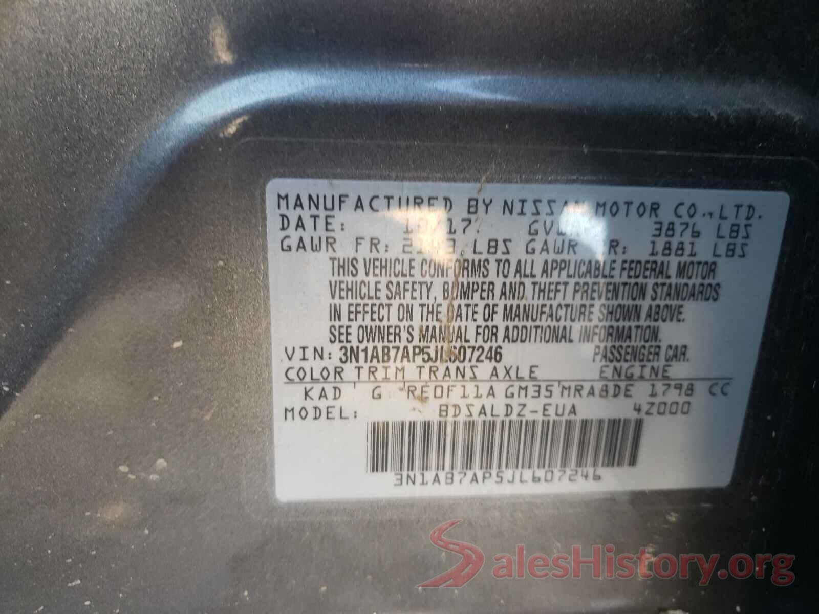 3N1AB7AP5JL607246 2018 NISSAN SENTRA