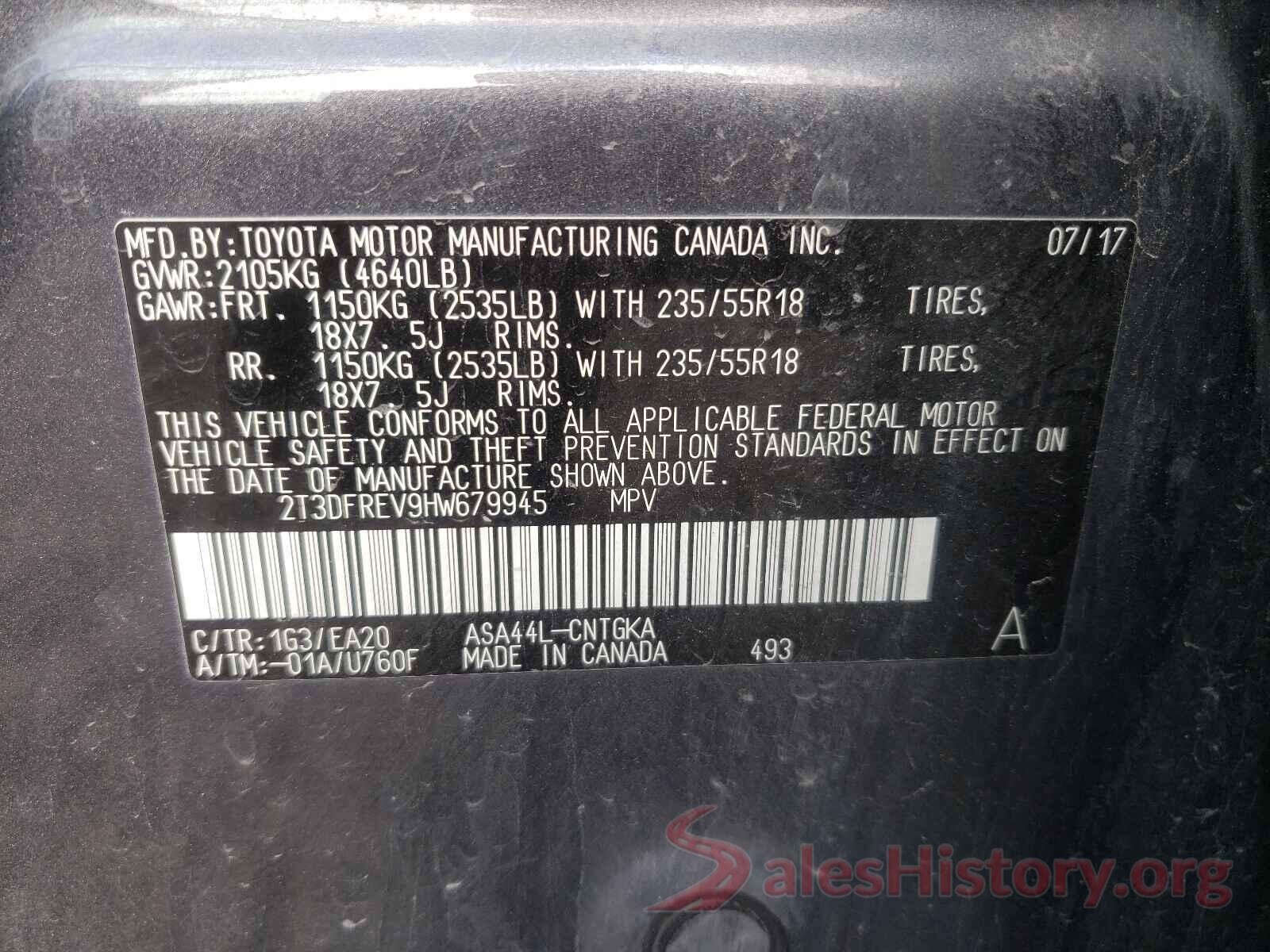 2T3DFREV9HW679945 2017 TOYOTA RAV4