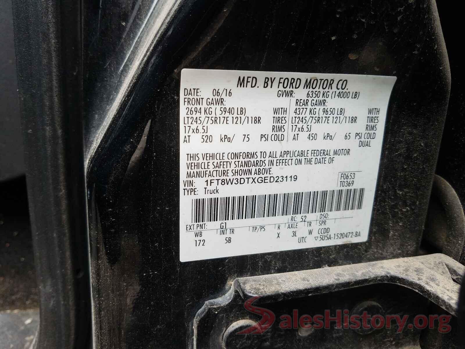 1FT8W3DTXGED23119 2016 FORD F350