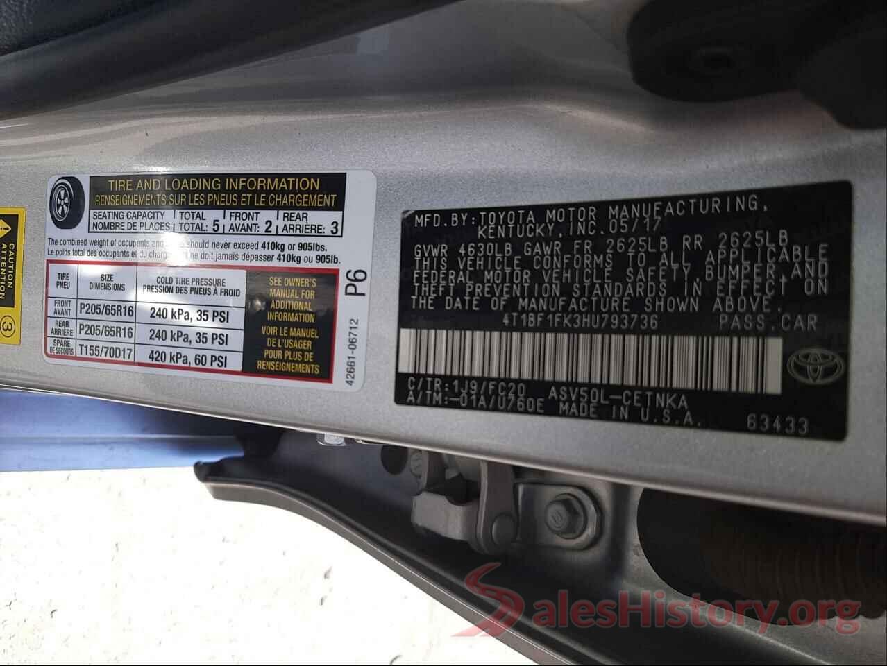 4T1BF1FK3HU793736 2017 TOYOTA CAMRY