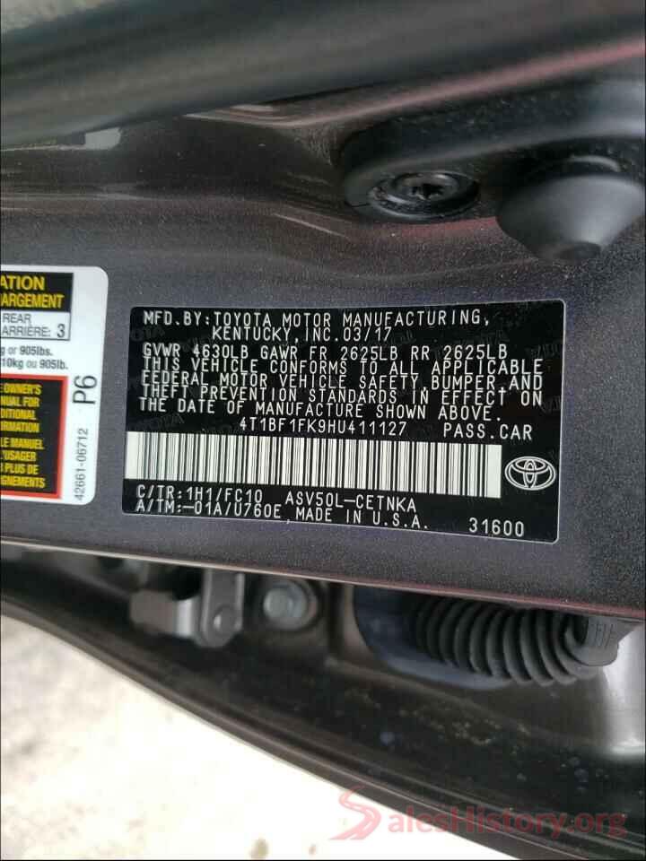 4T1BF1FK9HU411127 2017 TOYOTA CAMRY