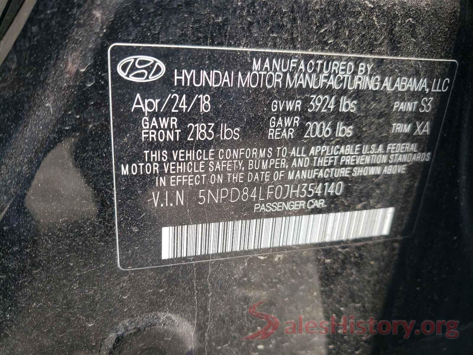 5NPD84LF0JH354140 2018 HYUNDAI ELANTRA