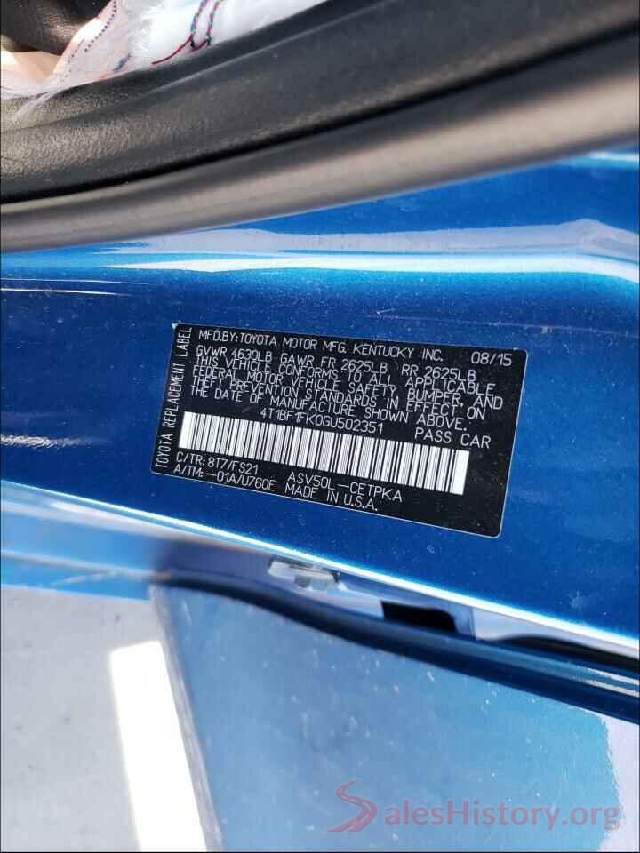 4T1BF1FK0GU502351 2016 TOYOTA CAMRY