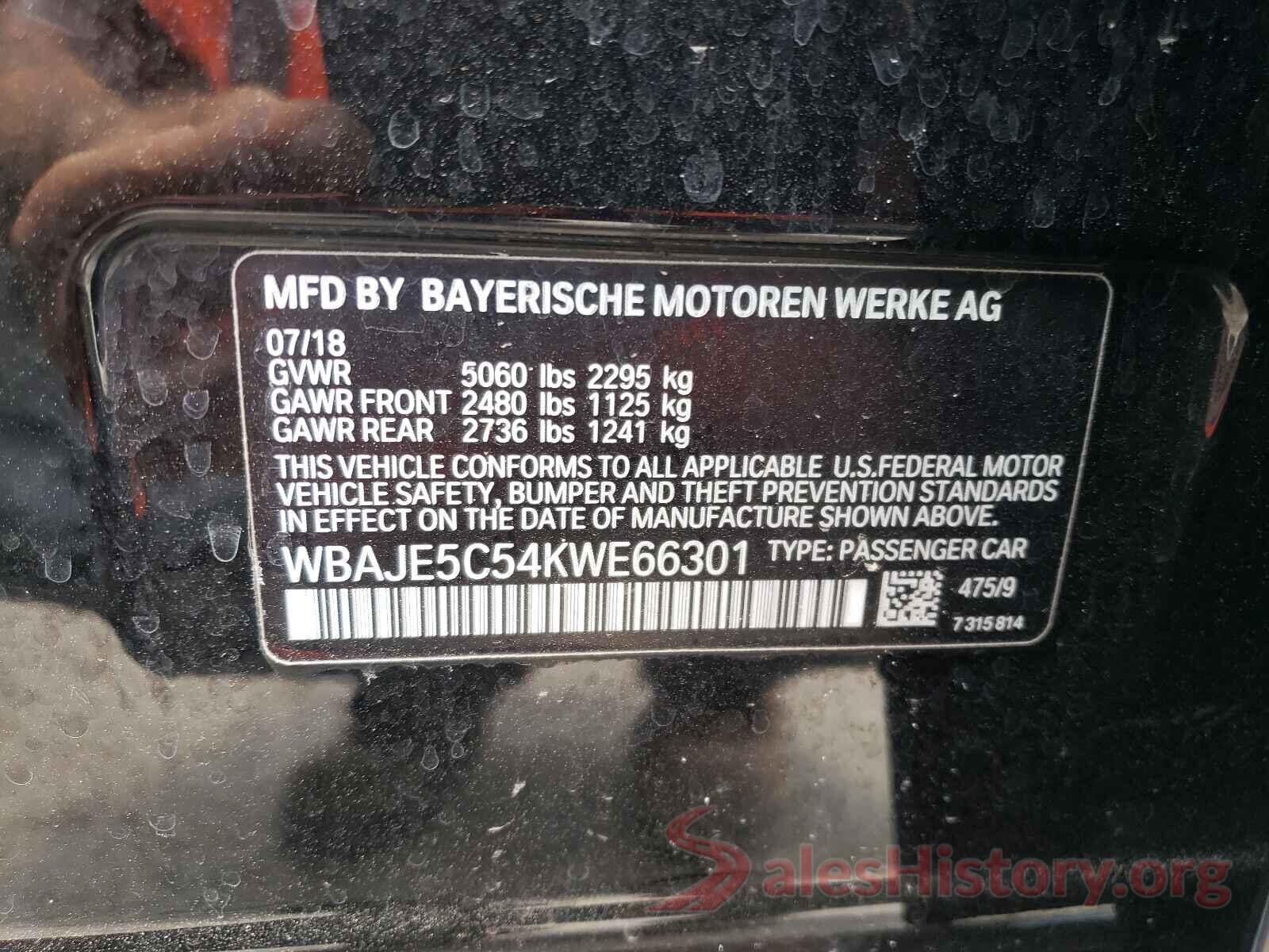 WBAJE5C54KWE66301 2019 BMW 5 SERIES