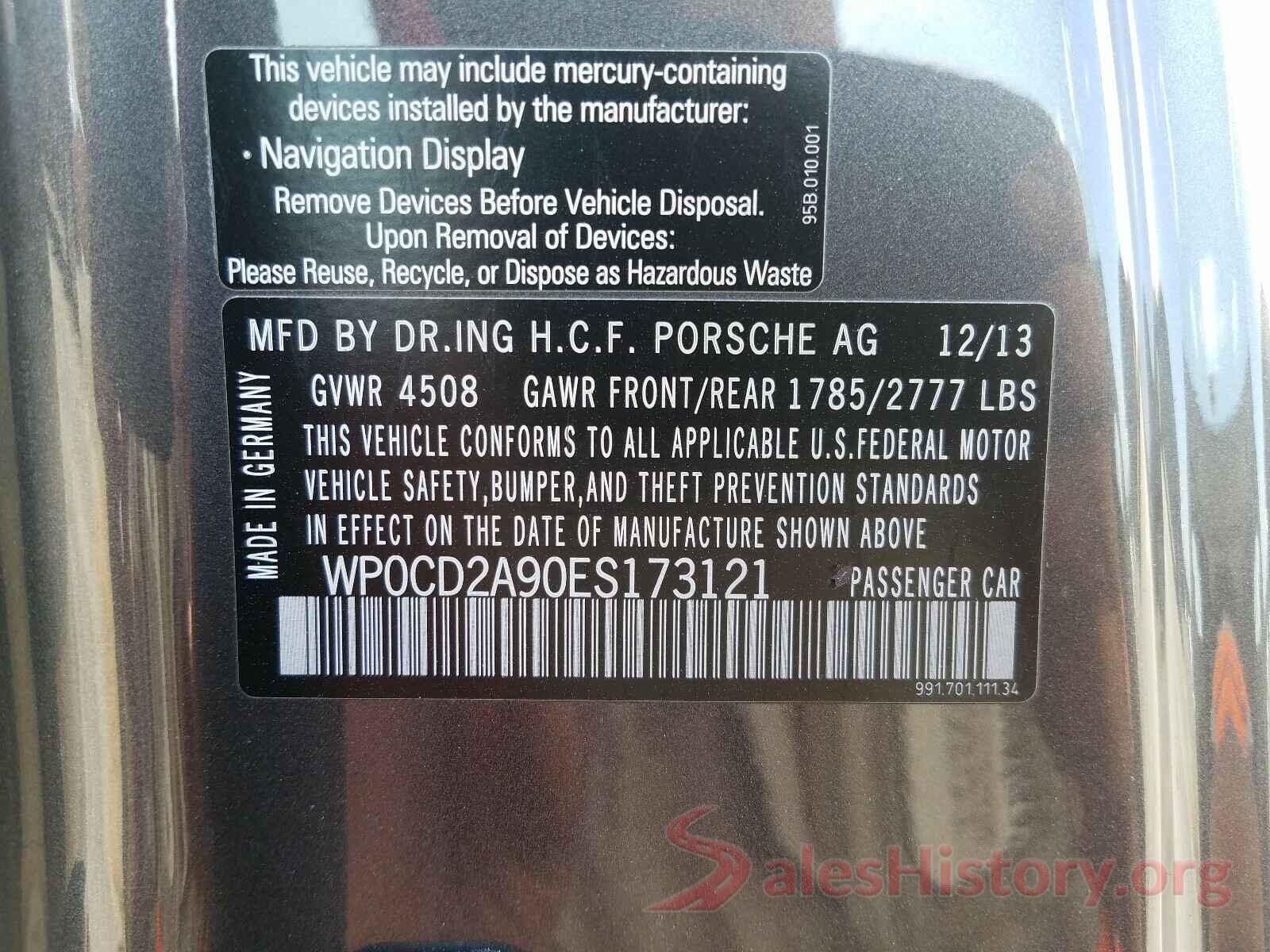 WP0CD2A90ES173121 2014 PORSCHE 911