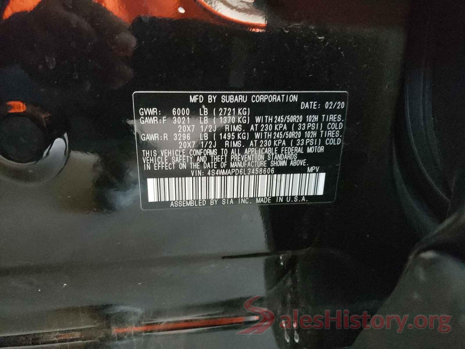 4S4WMAPD6L3458606 2020 SUBARU ASCENT