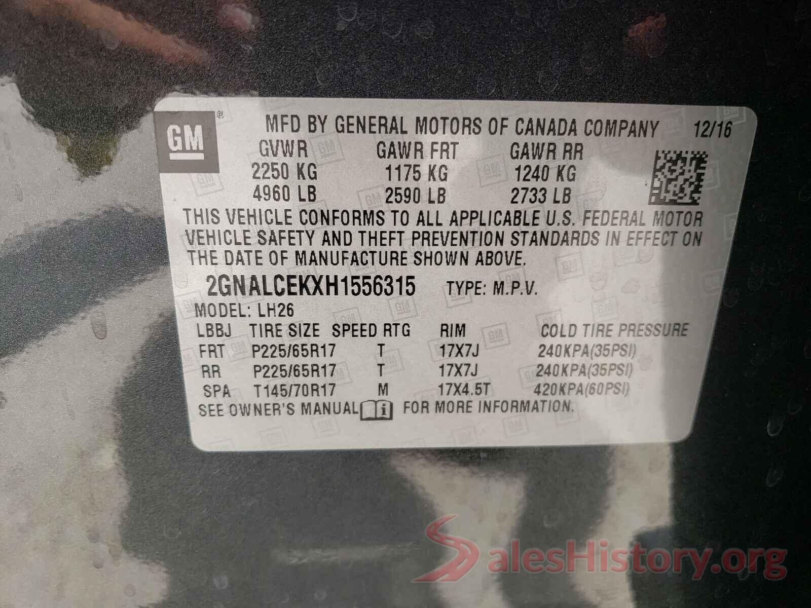 2GNALCEKXH1556315 2017 CHEVROLET EQUINOX