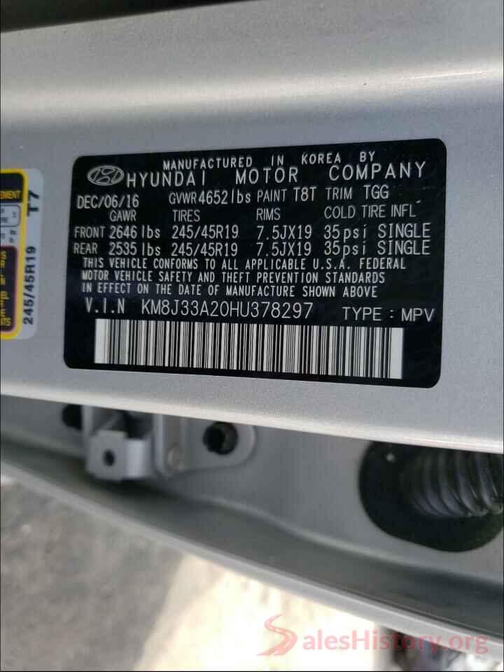 KM8J33A20HU378297 2017 HYUNDAI TUCSON